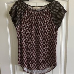 LOFT Cap Sleeve Mixed Media Top